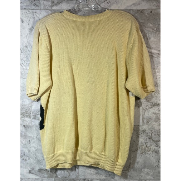 Susan Bristol Women's L Hand Embroidered Cardigan Sweater Yellow Spring Bunny - Picture 2 of 7